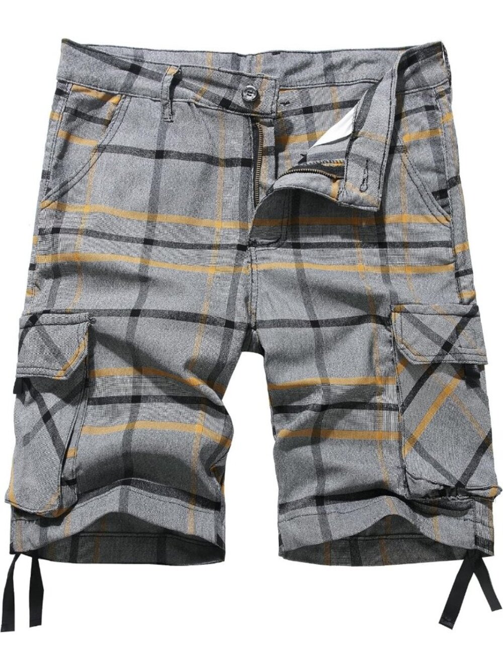 Stylish Plaid Cargo Shorts for Men, 10" Inseam, Relaxed Fit, Stretch Fabric